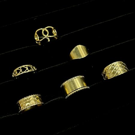 18K Gold Plated Minimal Adjustable Ring Stack Set of 6